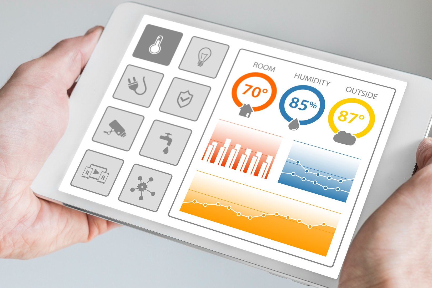 Smart home automation dashboard on tablet